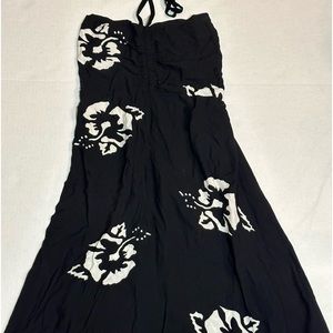 NaPua Collection Honolulu Rayon Halter Smocked Sun Dress Beach Coverup High Low